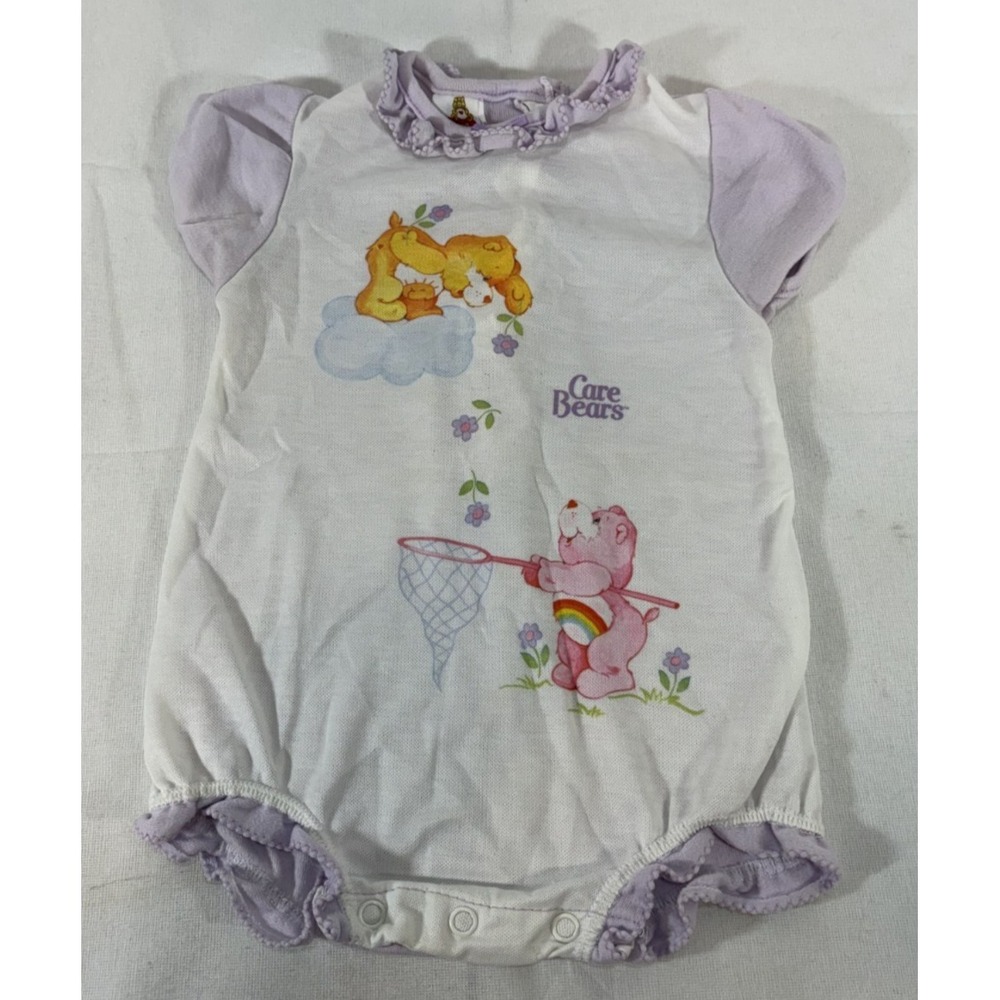Vintage Care Bears 1983 Light Purple Lavender One Piece Top 18 Months Flowers